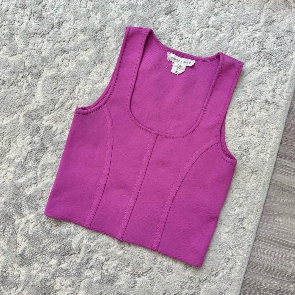 Happily Grey Fuchsia Ribbed Tank - Picture 3 of 3